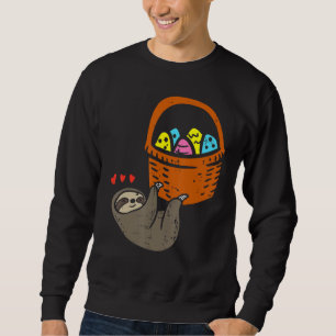 Easter Sloth Hanging Egg Basket Cute Animal Sweatshirt