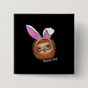 Easter Sloth With Bunny Ears Premium 15 Cm Square Badge