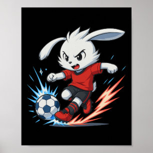 Easter Soccer Bunny Anime Chibi Sports Kids  Poster