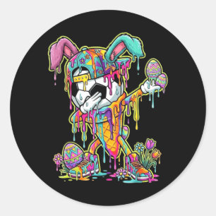 Easter Soccer Ice Cream Drip Dabbing Soccer Classic Round Sticker