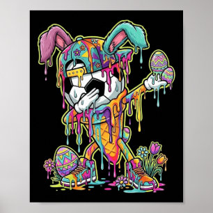 Easter Soccer Ice Cream Drip Dabbing Soccer Drippi Poster