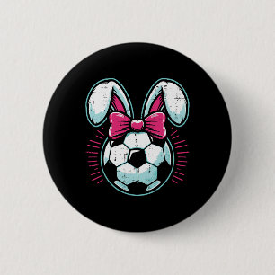 Easter Soccer Ll Bunny Ears Bow Cute Boys Girls Ki 6 Cm Round Badge