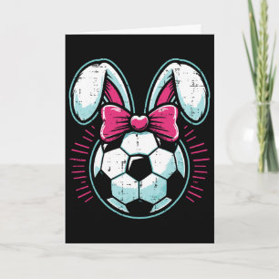 Easter Soccer Ll Bunny Ears Bow Cute Boys Girls Ki Card