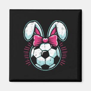 Easter Soccer Ll Bunny Ears Bow Cute Boys Girls Ki Magnet