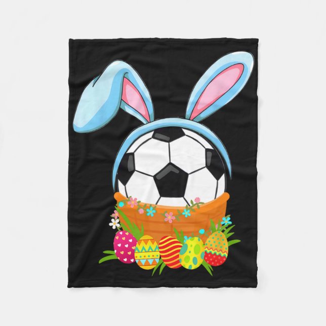 Easter Soccer Ll Easter Day Funny Easter Bunny Soc Fleece Blanket (Front)