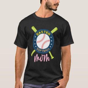Easter Softball Bunny Rabbit Ears Baseball Moms Ki T-Shirt
