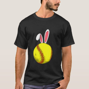 Easter Softball Bunny Rabbit Ears For Mom Kids Boy T-Shirt