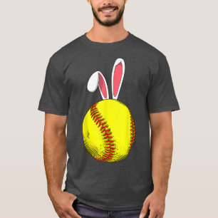 Easter Softball Bunny Rabbit Ears For Mum Kids Boy T-Shirt