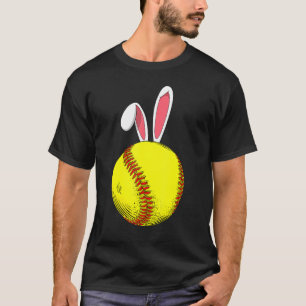 Easter Softball Bunny Rabbit Ears For Mum Kids Boy T-Shirt