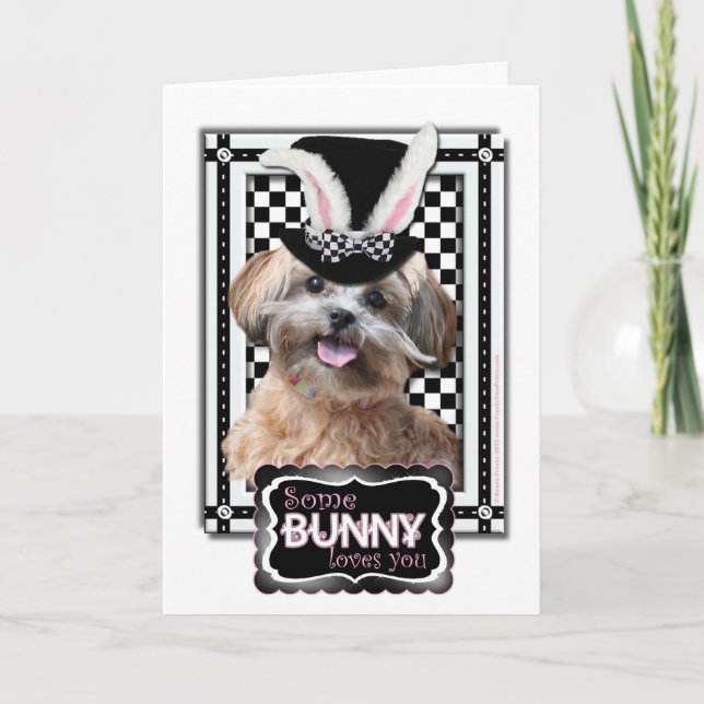 Easter - Some Bunny Loves You - ShihPoo Holiday Card (Front)