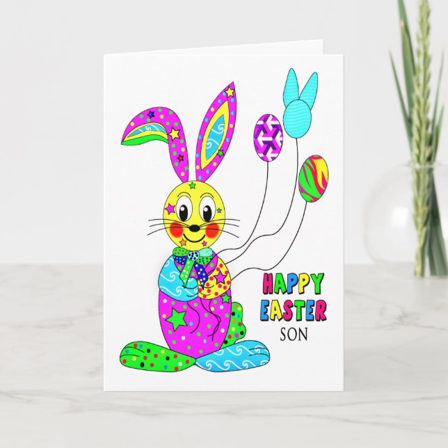 EASTER  Son kaleidoscope Colourful Bunny Holiday Card (Front)