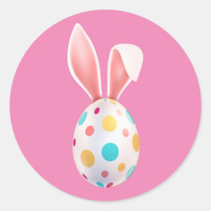 " EASTER" SPECKLED EGG & BUNNY EARS  CLASSIC ROUND CLASSIC ROUND STICKER