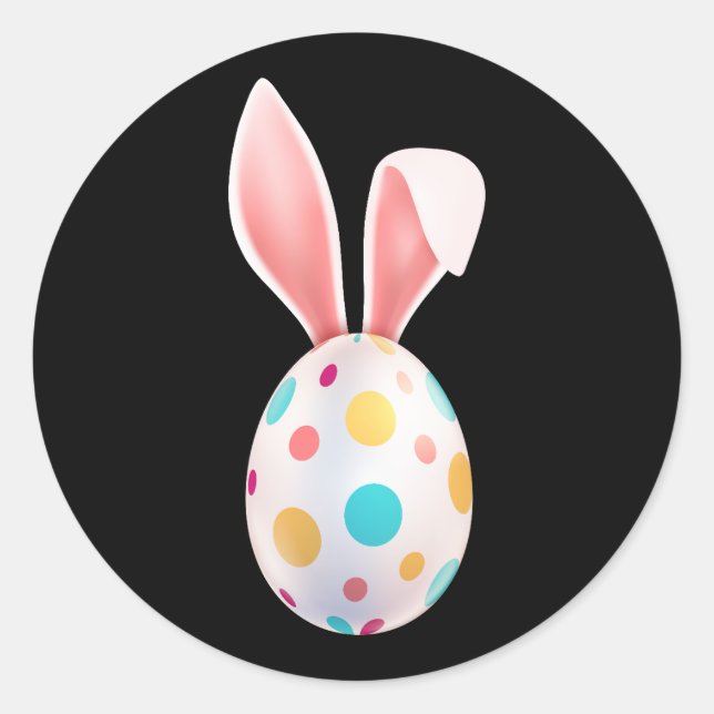" EASTER" SPECKLED EGG & BUNNY EARS  CLASSIC ROUND CLASSIC ROUND STICKER (Front)