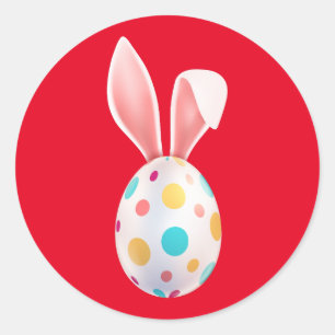 " EASTER" SPECKLED EGG & BUNNY EARS  CLASSIC ROUND CLASSIC ROUND STICKER