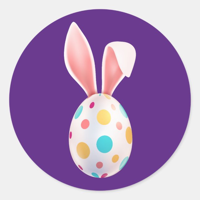 " EASTER" SPECKLED EGG & BUNNY EARS  CLASSIC ROUND CLASSIC ROUND STICKER (Front)