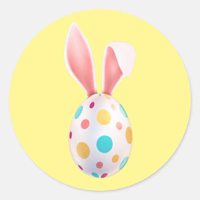 " EASTER" SPECKLED EGG & BUNNY EARS  CLASSIC ROUND STICKER (Front)