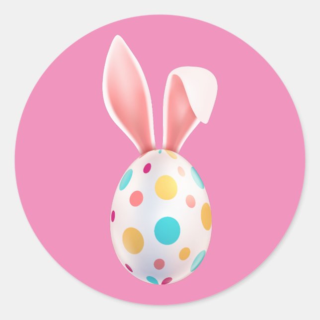 " EASTER" SPECKLED EGG & BUNNY EARS  CLASSIC ROUND STICKER (Front)