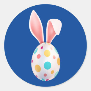 " EASTER" SPECKLED EGG & BUNNY EARS CLASSIC ROUND STICKER