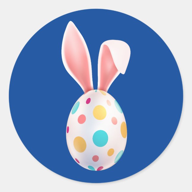 " EASTER" SPECKLED EGG & BUNNY EARS  CLASSIC ROUND STICKER (Front)