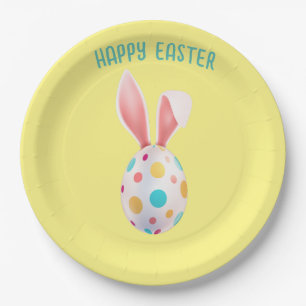 " EASTER" SPECKLED EGG & BUNNY EARS PAPER PLATES