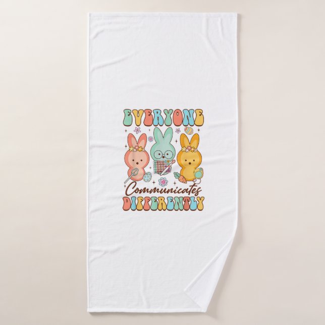 Easter Speech Therapy SLP Everyone Communicates Di Bath Towel (Bath Towel)