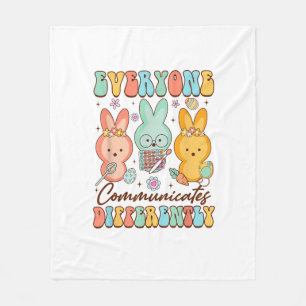 Easter Speech Therapy SLP Everyone Communicates Di Fleece Blanket