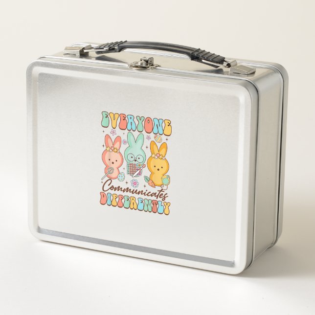 Easter Speech Therapy SLP Everyone Communicates Di Metal Lunch Box (Front)