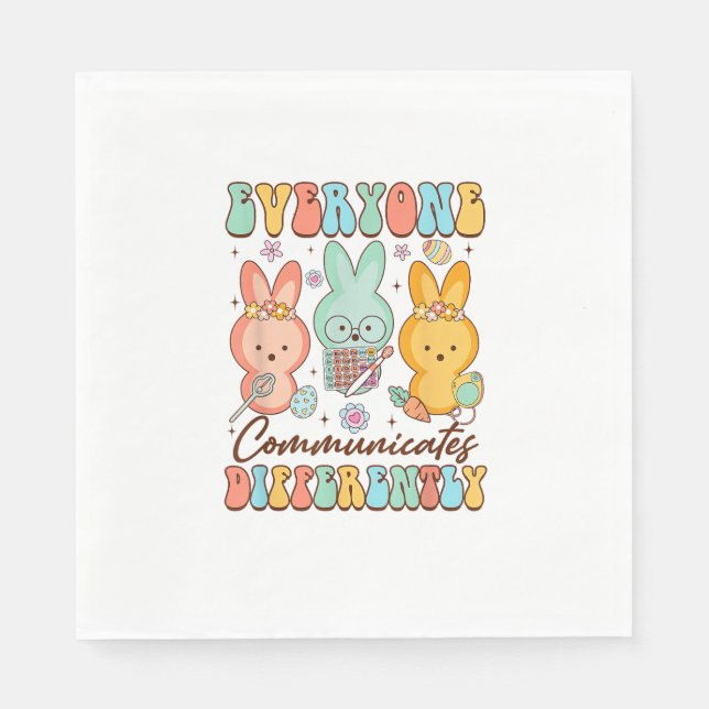 Easter Speech Therapy SLP Everyone Communicates Di Napkin (Front)