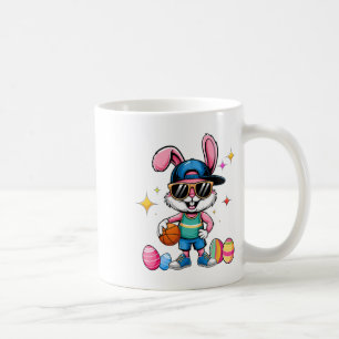 Easter Sport Happy Easter Bunny Playing Bysketbyll Coffee Mug