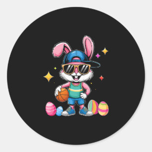 Easter Sport Happy Easter Bunny Playing Sketll Kid Classic Round Sticker