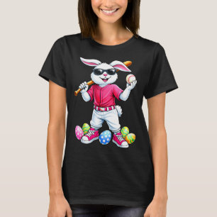 Easter Sport Happy Easter Day Bunny Playing Baseba T-Shirt