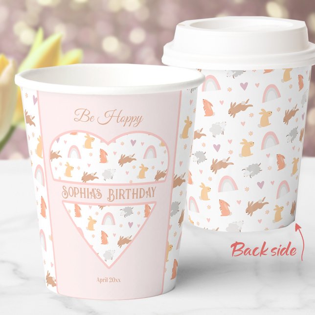 Easter Spring Birthday Bunny Pattern Personalised Paper Cups (Easter Spring Birthday Bunny Pattern Personalized Paper Cups)