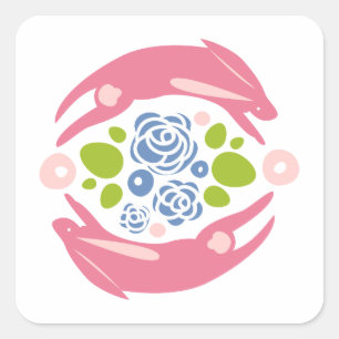 Easter Spring Bunnies Square Sticker