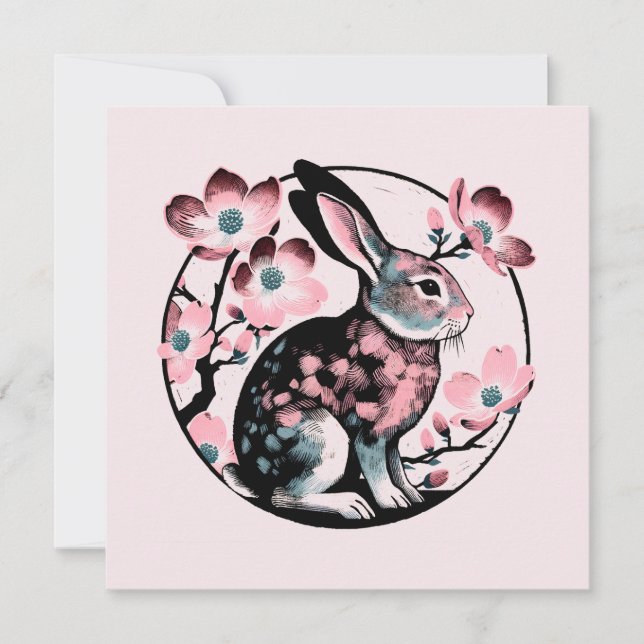 Easter Spring Bunny Rabbit Dogwood                 Invitation (Front)