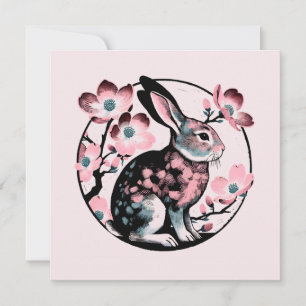 Easter Spring Bunny Rabbit Dogwood Invitation
