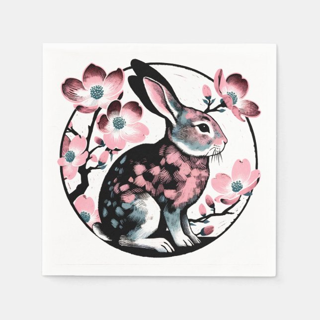 Easter Spring Bunny Rabbit Dogwood                 Napkin (Front)