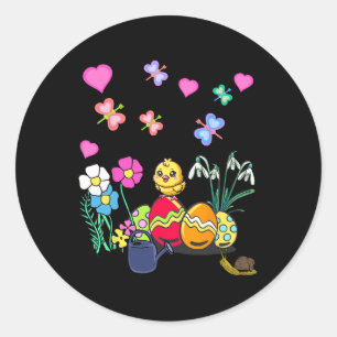 Easter Spring Chicks Easter Festival Flowers Child Classic Round Sticker