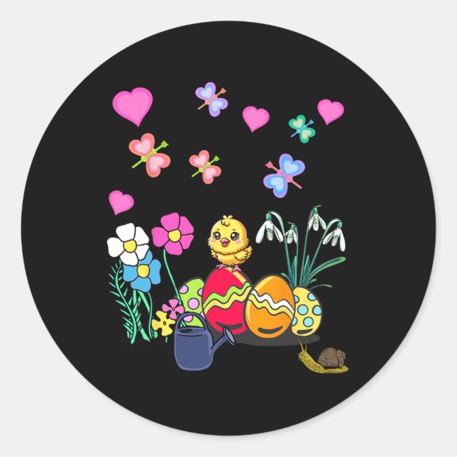Easter Spring Chicks Easter Festival Flowers Child Classic Round Sticker (Front)