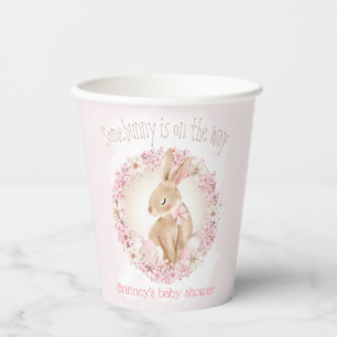 Easter Spring Cute Bunny Pink Girl Baby Shower Paper Cups