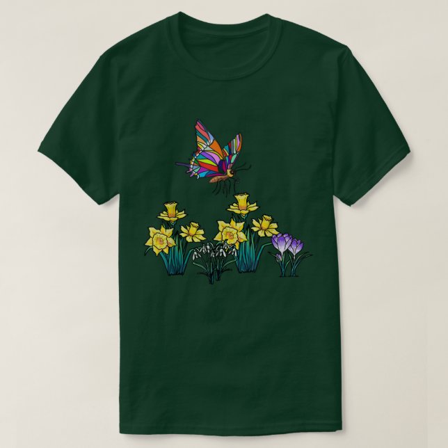Easter Spring Daffodil Crocus Butterfly Children T T-Shirt (Design Front)