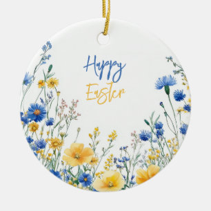 Easter Spring Flowers Ceramic Ornament