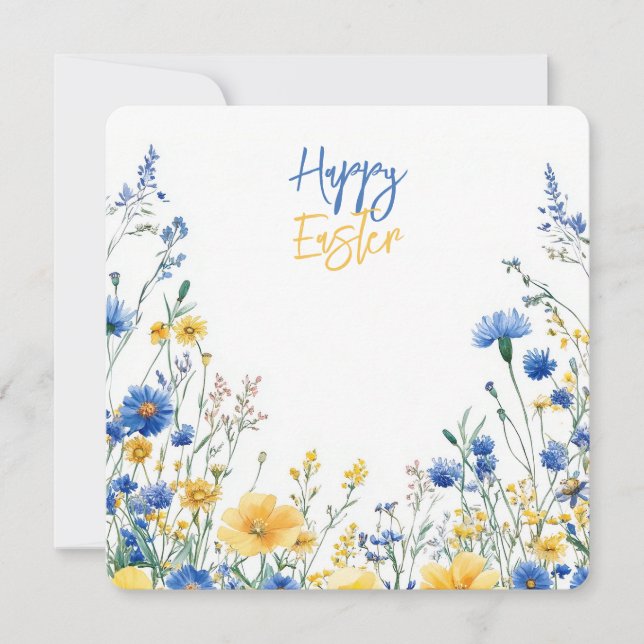 Easter Spring Flowers Flat Holiday Card (Front)