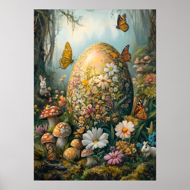 Easter Spring Forest Nature Wildlife Painting Poster (Front)