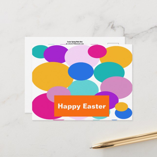 Easter Spring Polka Dots Postcard (Front/Back In Situ)