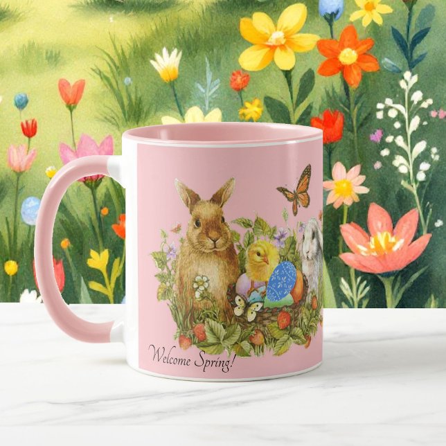 Easter Spring Time Bunny Eggs Chick Butterfly Gift Mug (Creator Uploaded)