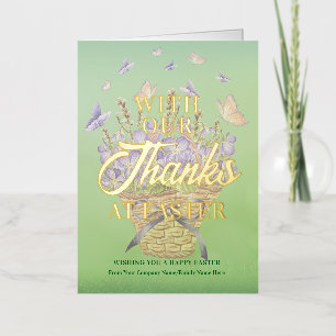 Easter Spring Violet Basket Thanks Easter Business Foil Greeting Card