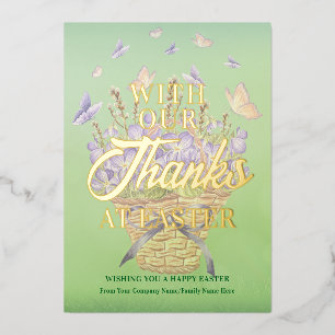 Easter Spring Violet Basket Thanks Easter Business Foil Holiday Card