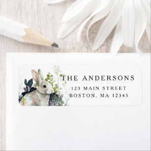 Easter Spring Watercolor Floral Bunny Address Return Address Label