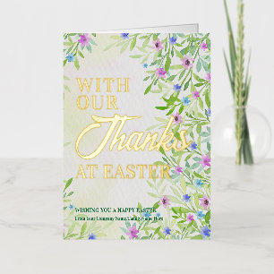 Easter Spring Wildflowers Thanks Easter Business Foil Greeting Card