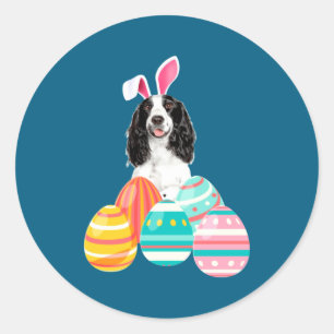 Easter Springer Spaniel Bunny Ears Classic Round Sticker